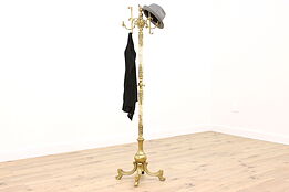Antique Victorian Onyx & Brass Hat & Coat Rack, Hall Tree Stand #42998