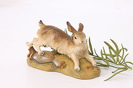 Hand Carved Vintage Painted Rabbit or Hare Alpine Sculpture #42869