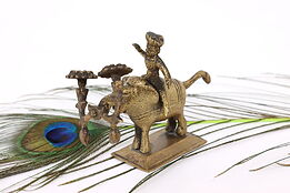 Bronze Antique Miniature Indian Elephant & Rider Sculpture #41406
