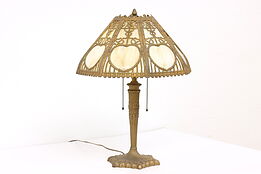 Octagonal Curved Octagonal Stained Glass Shade Antique Desk Lamp #41243