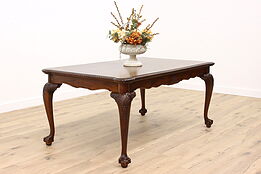 Georgian Design Vintage Walnut Burl Dining Table, Refectory Leaves #43021