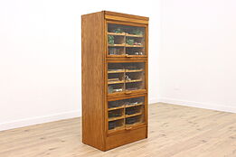 Farmhouse Oak Antique Glass Front Store Display Collector Cabinet, Closet #42881