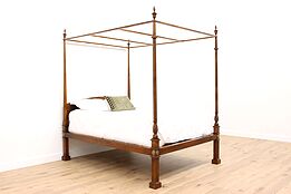 Georgian Design Vintage Carved Maple Four Poster Queen Size Bed #42890