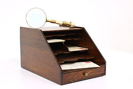 Arts & Crafts Mission Oak Antique Desktop File Tray & Drawer Cabinet Weis #43128