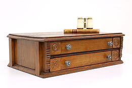 Victorian Antique Farmhouse Oak Spool Cabinet, Jewelry or Collector Chest #43062