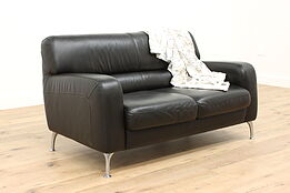 Italian Contemporary Vintage Leather Loveseat or Small Sofa, Natuzzi #43166