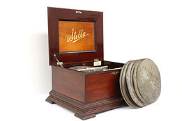 Stella 14" Disc Swiss Antique Music Box, Mahogany Case, 10 Tunes 39808
