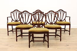 Set of 6 Georgian Design Vintage Shield Back Dining Chairs New Upholstery #43149