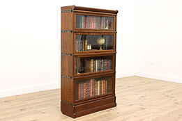 Arts & Crafts 4 Stack Antique Oak Lawyer, Office Library Bookcase, Globe #43115