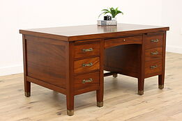 Craftsman Antique Mahogany Office, Executive or Library Desk, Commercial #35024