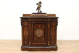Gilded Age Antique Rosewood Marquetry Hall or Entryway Cabinet, Herter? #42749