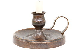 Farmhouse Hammered Copper Antique Craftsman Chamber Stick Candle Holder #43352