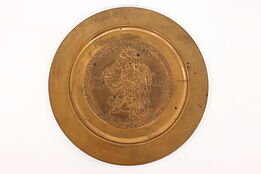 Copper Vintage Platter or Wall Plaque, Aztec God Motif #43354