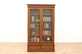 Victorian Eastlake Antique 1875 Cherry Bookcase, Matthews of Milwaukee #43345