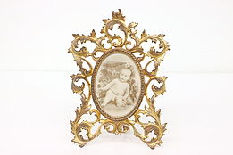 Victorian Antique Ornate Tabletop Easel Oval Picture Frame #43320