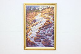 Falls on Box Creek WA Vintage Original Oil Painting, Kosak 40.5" #43119
