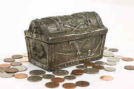 Miniature Vintage Pirate Treasure Chest Jewelry Box, Coordinates #43218