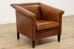 Art Deco Vintage Dutch Leather Office or Library Chair, Bogers #43450