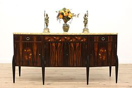 Art Deco French Antique Marquetry Bar, Server, Sideboard, Marble Top #43008
