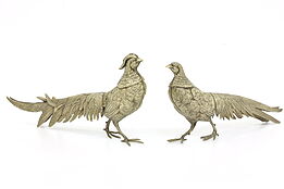 Pair of Vintage Cast Brass Pheasant Sculptures #43407