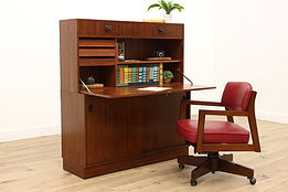 Midcentury Modern Vintage Danish Rosewood Drop Front Secretary Desk, Bar #43401