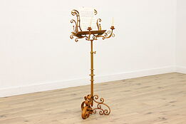 Wrought Iron Vintage Adjustable Music Stand, Lyre & Candleholders #43840