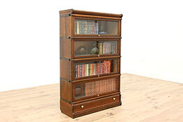 Arts & Crafts 4 Stack Antique Oak Lawyer, Office Library Bookcase, Globe #44077