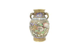 Bronze & Cloisonne Enamel Japanese Antique Urn or Vase #44319