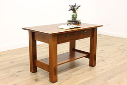 Arts & Crafts Mission Oak Antique Craftsman Office Desk or Library Table  #41993