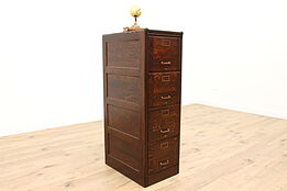 Oak Antique 4 Drawer Office or Library File Cabinet,#44905