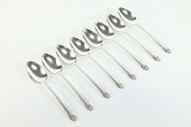 Set of 8 Victorian Antique Silverplate Large Soup Spoons Holmes & Edwards #39955 photo
