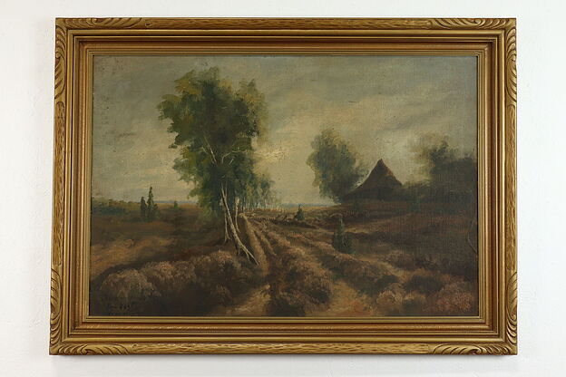 "Vareler Heide" Antique German Original Oil Painting, Vogt 46" #39382 photo