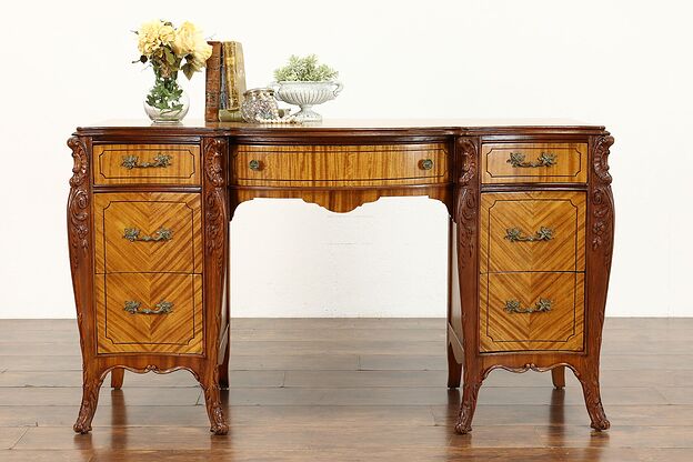 French Style Vintage Satinwood Desk, Vanity, Dressing Table, Joerns Bros #39392 photo