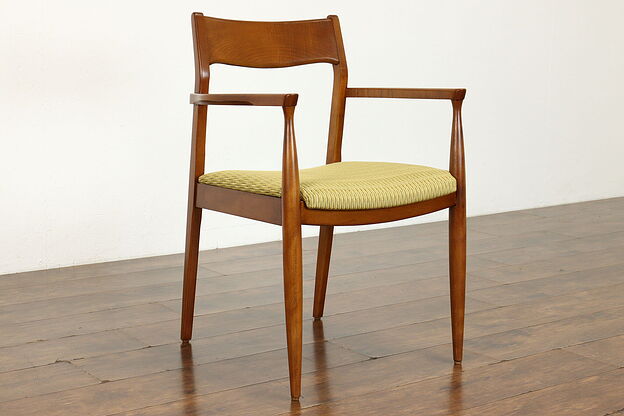 Midcentury Modern 1960s Vintage Birch Office Desk Chair, New Upholstery #39334 photo