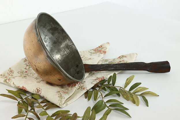 Farmhouse Vintage Copper Dipper or Ladle with Wrought Iron Handle #39396 photo