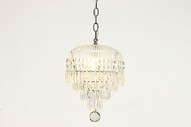Traditional Vintage Small Chandelier or Hall Light, Crystal Prisms #39078 photo