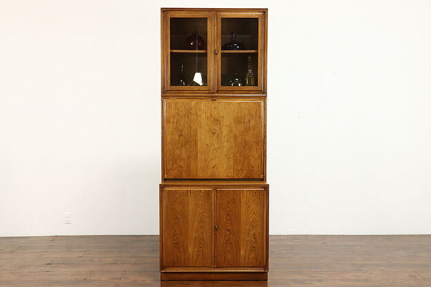 Midcentury Modern Vintage Stacking Wall Cabinet, Drop Front Bar or Desk #39798 photo