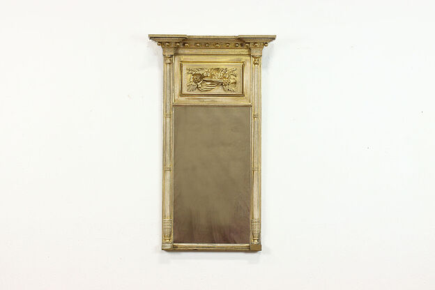 Federal Empire Antique 1820s Gold Leaf Mirror, Cornucopia Horn of Plenty #39091 photo