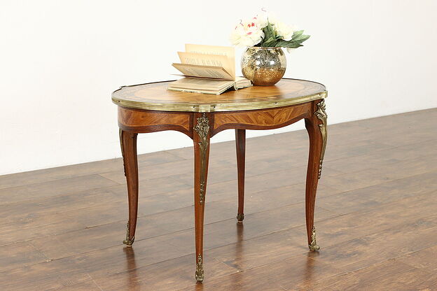French Renaissance Antique Tulipwood & Rosewood Marquetry Coffee Table #35403 photo