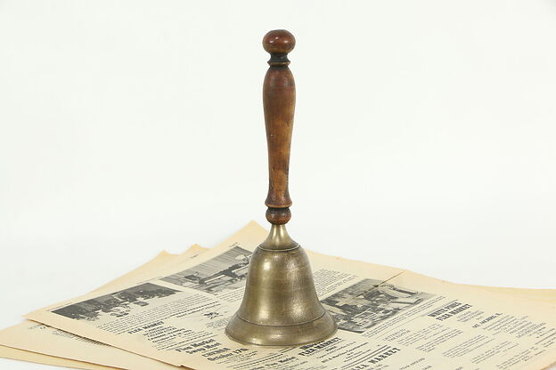 Brass  Vintage Schoolmaster Bell, Signed India #35867 photo