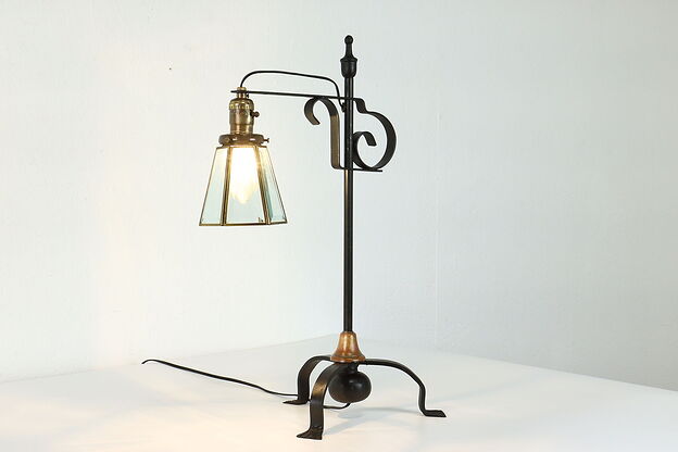 Farmhouse Antique Wrought Iron Table or Desk Lamp #39501 photo