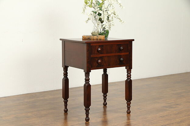 Victorian Cherry & Mahogany Antique Nightstand, Lamp or End Table #32176 photo
