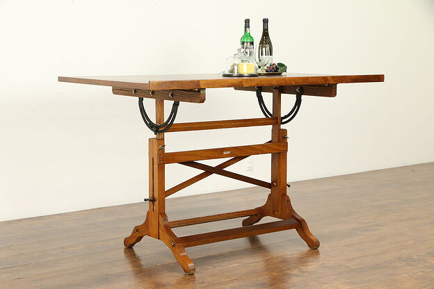 Drafting or Wine Table, Adjustable Vintage Artist Desk, Kitchen Island #32249 photo