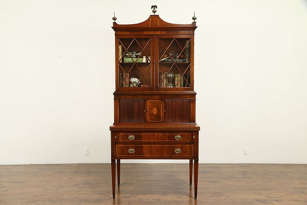 Traditional Federal Style Mahogany Vintage Secretary Desk & Bookcase #32482 photo