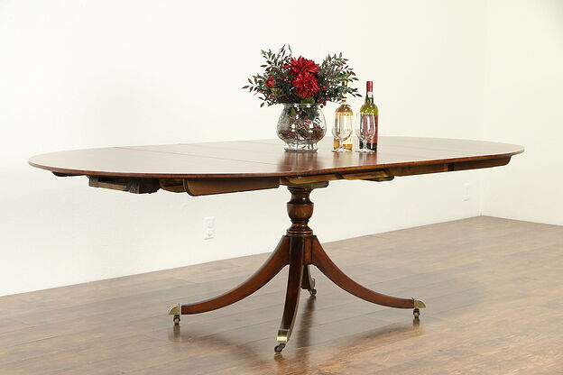 Cherry Oval Vintage Dining Table, 3 Leaves, Extends 8,' Signed Baker #32980 photo