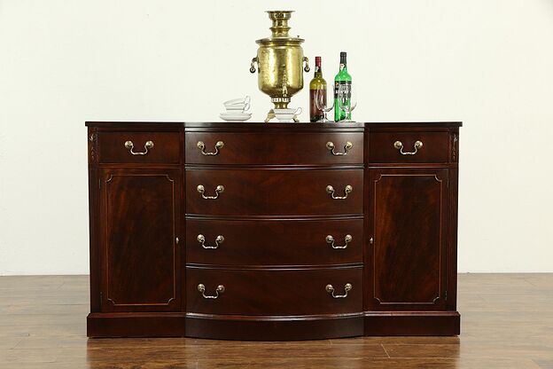 Traditional Mahogany Vintage Bowfront Sideboard, Server or Buffet #33148 photo