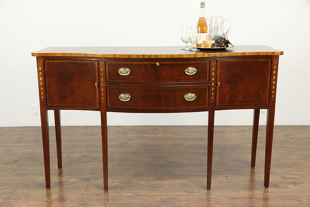 Traditional Inlaid Mahogany& Marquetry Sideboard or Server, Ethan Allen #33337 photo
