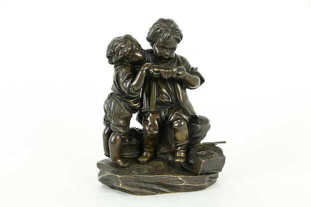 Bronze Antique French Sculpture of Two Children #33474 photo
