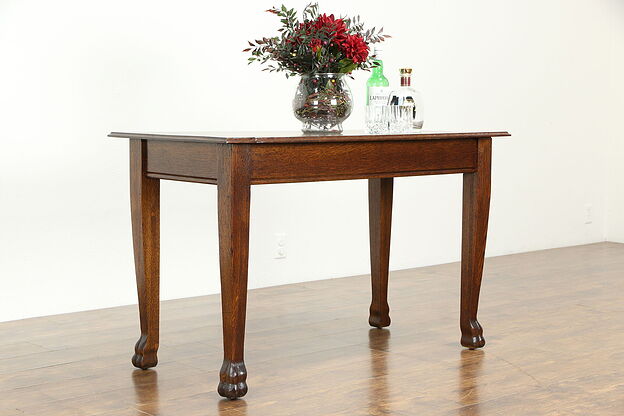 Oak Quarter Sawn Antique Library or Console Table or Desk #34082 photo