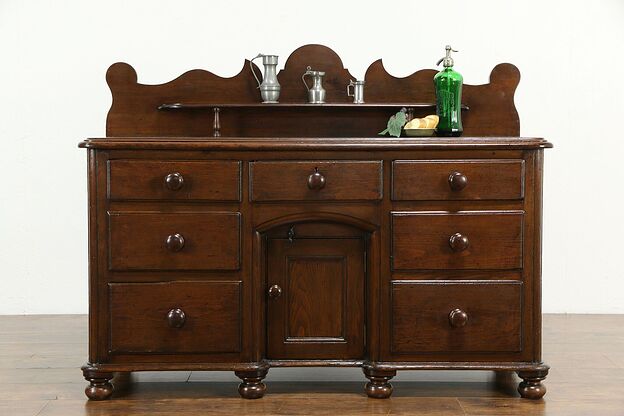 Irish Farmhouse Antique 1860 Country Pine Sideboard, Server or Buffet  #34373 photo